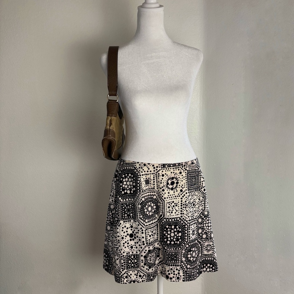 Trina Turk Los Angeles Black & Cream Geometric A-Line Mini Skirt Size 10